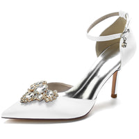 Delicated Rhinestone Closed Toe High Heel Wedding Party Shoes with Buckle