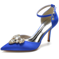 Delicated Rhinestone Closed Toe High Heel Wedding Party Shoes with Buckle