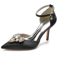 Delicated Rhinestone Closed Toe High Heel Wedding Party Shoes with Buckle
