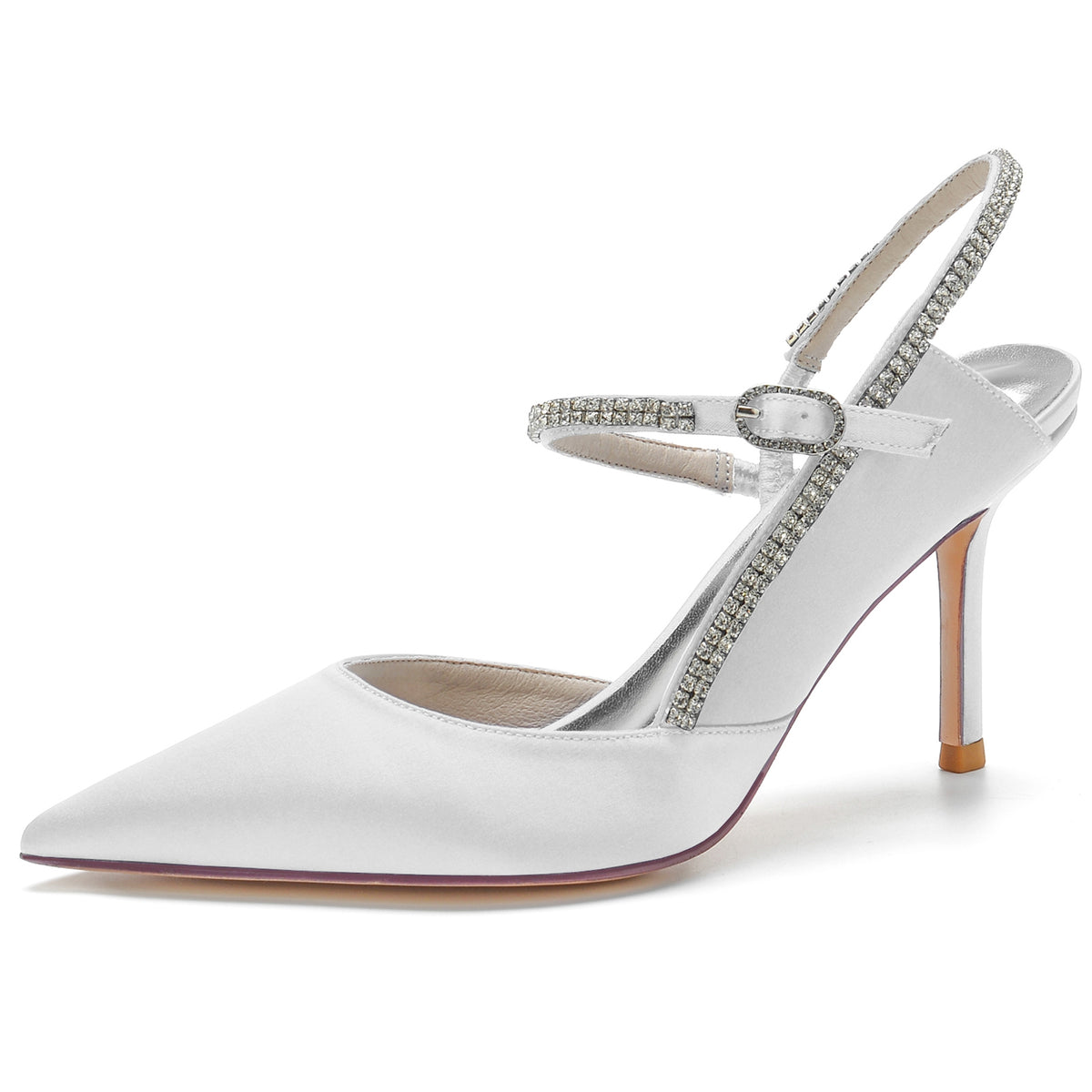 Women's Closed Toe Stiletto Heel Wedding Party Shoes with Rhinestone & Cutout