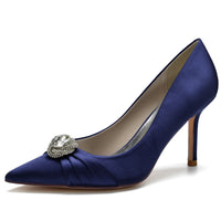 Women's Pleated Pointed Toe Elegant Wedding Party Shoes with Rhinestone