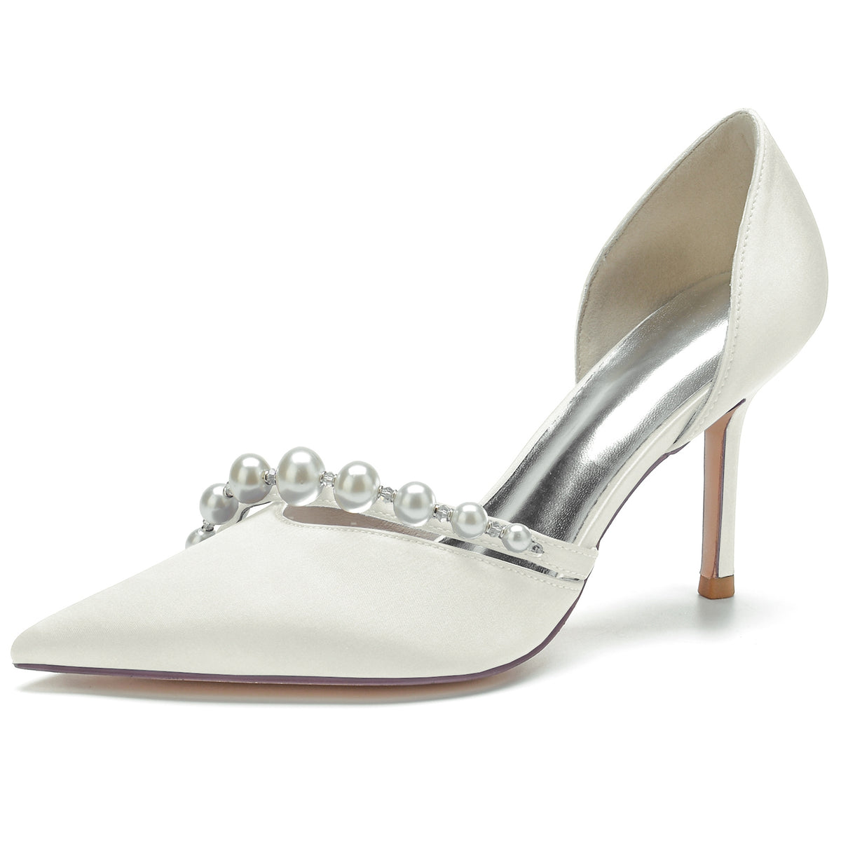 Women's Pointed Toe Rhinestone Elegant Wedding Party Shoes with Pearls
