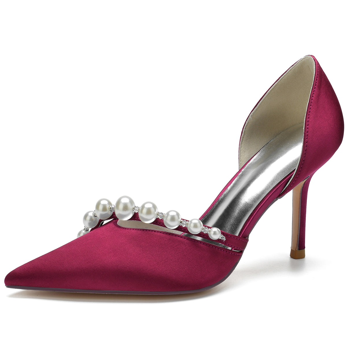 Women's Pointed Toe Rhinestone Elegant Wedding Party Shoes with Pearls