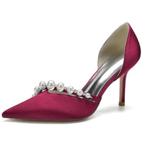 Women's Pointed Toe Rhinestone Elegant Wedding Party Shoes with Pearls