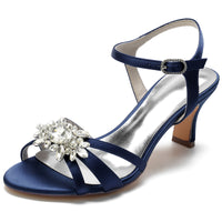 Women's Opened Toe Mid Heel Wedding Party Shoes with Rhinestones