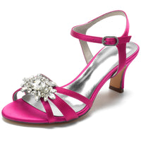 Women's Opened Toe Mid Heel Wedding Party Shoes with Rhinestones