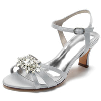 Women's Opened Toe Mid Heel Wedding Party Shoes with Rhinestones