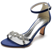 Women's Opened Toe Rhinestone Crossed Straps Buckle Wedding Party Shoes
