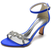 Women's Opened Toe Rhinestone Crossed Straps Buckle Wedding Party Shoes