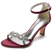 Women's Opened Toe Rhinestone Crossed Straps Buckle Wedding Party Shoes