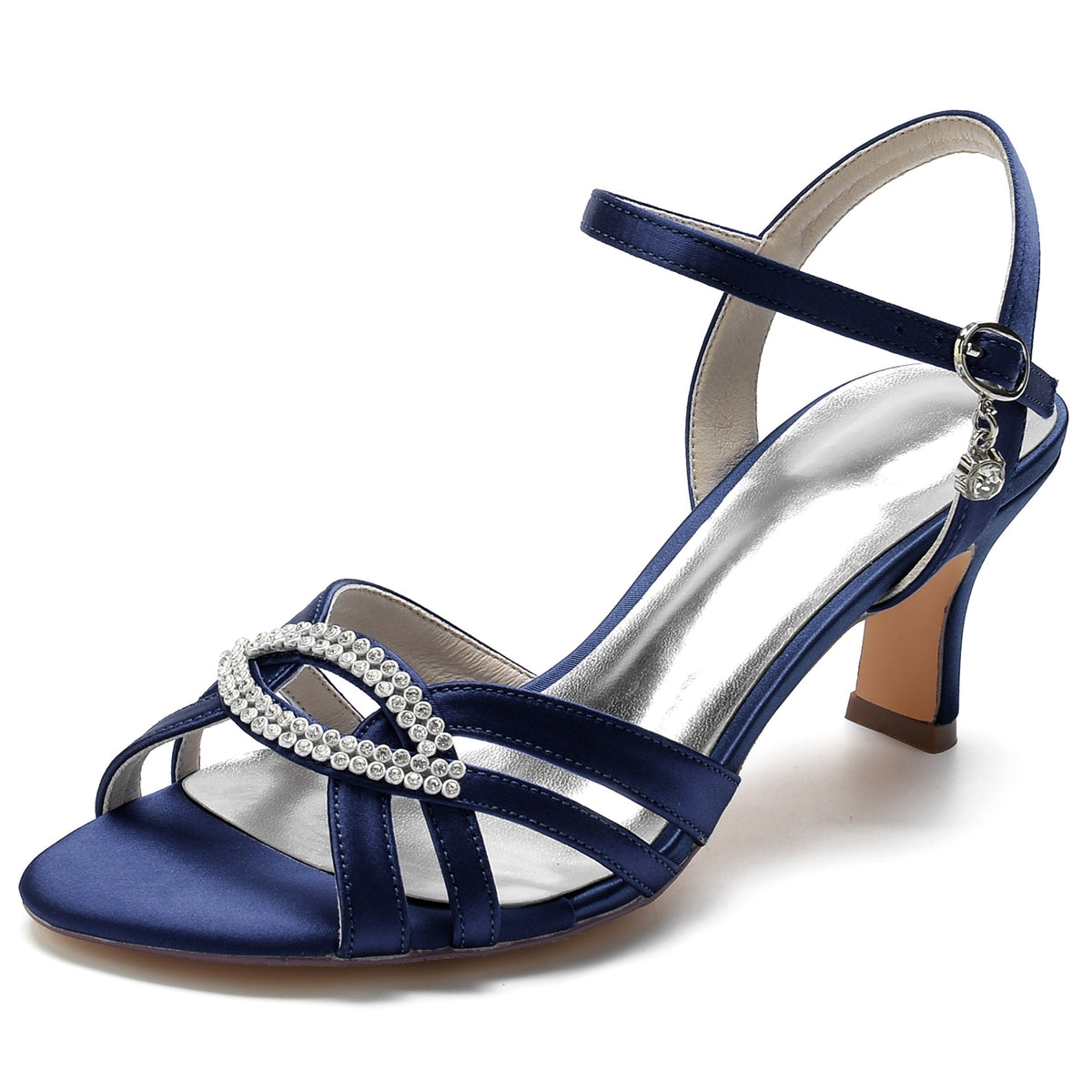 Women's Peep Toe Mid Heel Ankle Strap Elegant Party Sandals with Cutout