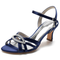 Women's Peep Toe Mid Heel Ankle Strap Elegant Party Sandals with Cutout