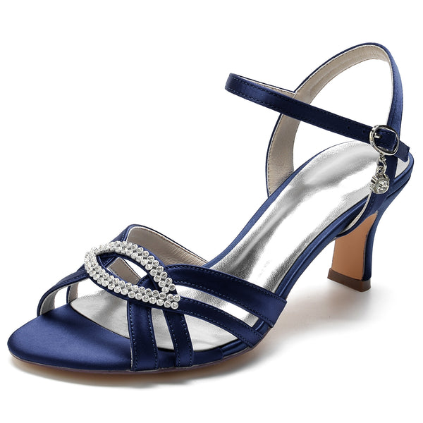 Women's Peep Toe Mid Heel Ankle Strap Elegant Party Sandals with Cutout