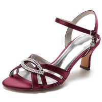 Women's Peep Toe Mid Heel Ankle Strap Elegant Party Sandals with Cutout