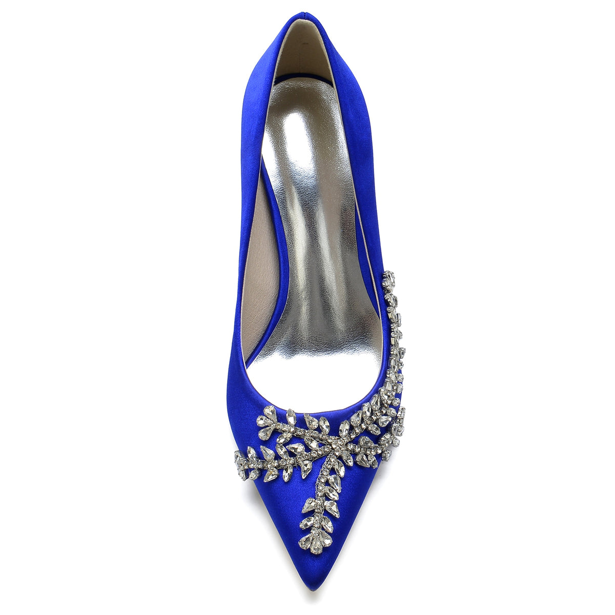 Women's Closed Toe High Heel Elegant Wedding Shoes with Leaf Rhinestones