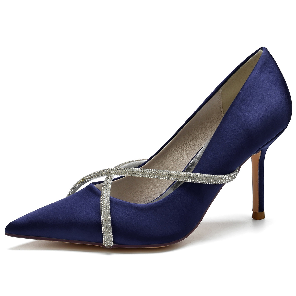 Pointed Toe Stiletto Heel Rhinestone Crisscross Straps Wedding Shoes for Women