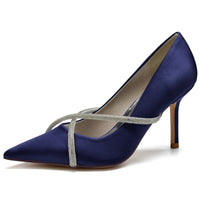 Pointed Toe Stiletto Heel Rhinestone Crisscross Straps Wedding Shoes for Women