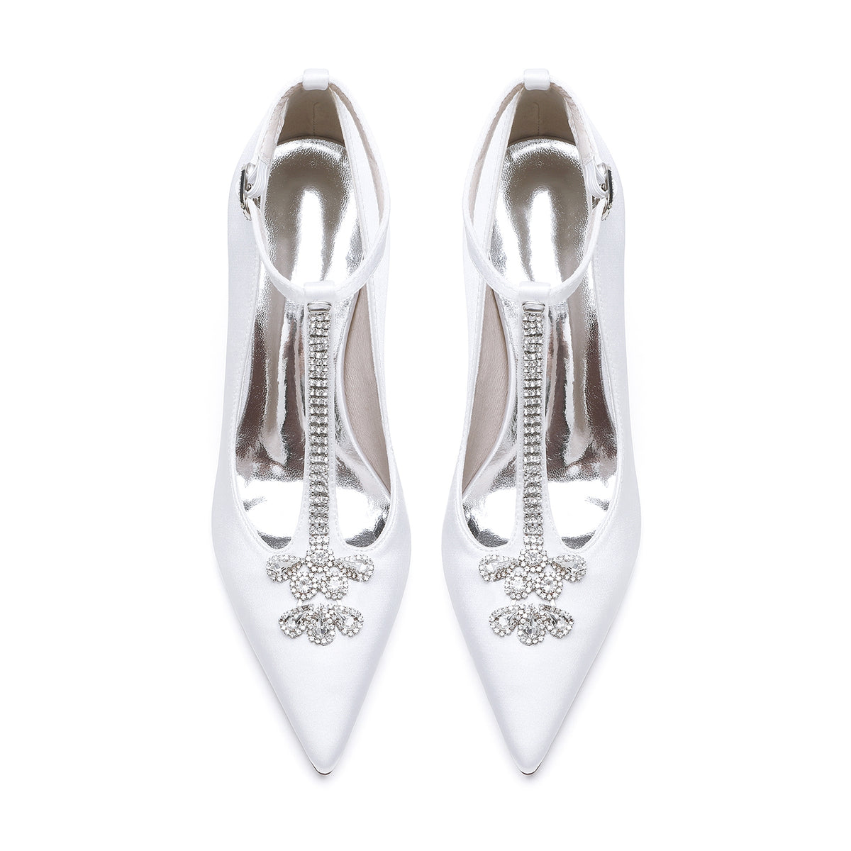 Women's Rhinestone High Heel Ankle Straps Chic Wedding Shoes