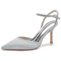 Women's Elegant Pointed Toe High Heel Rhinestone Ankle Strap Pumps