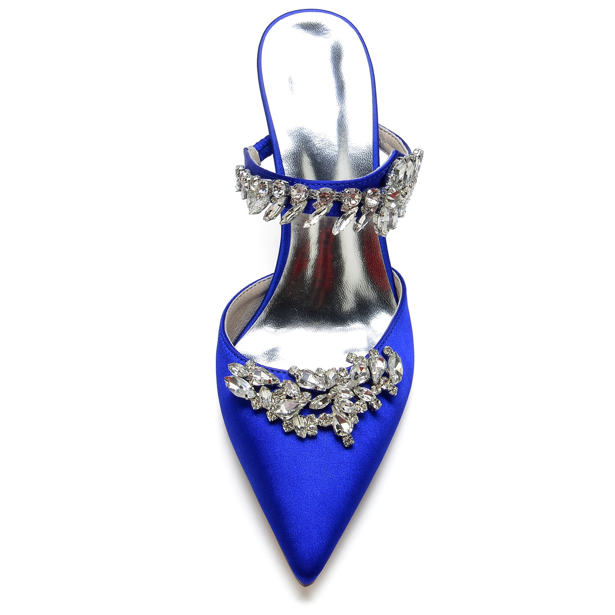 Women's Pointed Toes Luxury Ankle Band Wedding Mules with Rhinestones