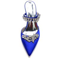 Women's Pointed Toes Luxury Ankle Band Wedding Mules with Rhinestones