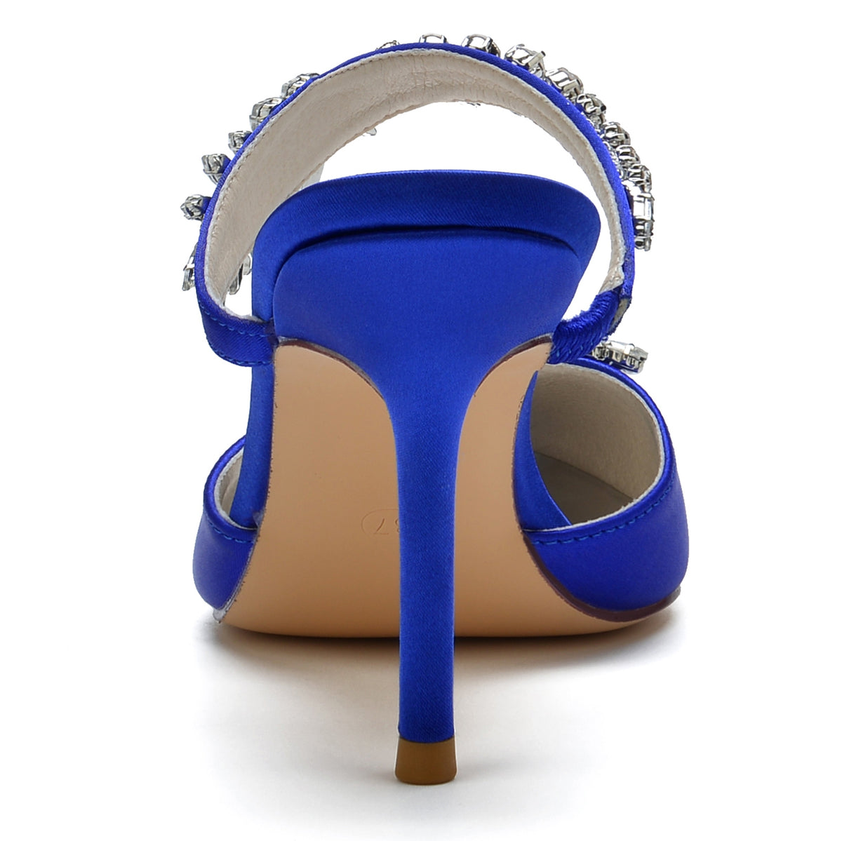 Women's Pointed Toes Luxury Ankle Band Wedding Mules with Rhinestones