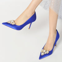Women's Pointed Toe Stiletto Heel Heart Rhinestone Elegant Wedding Shoes