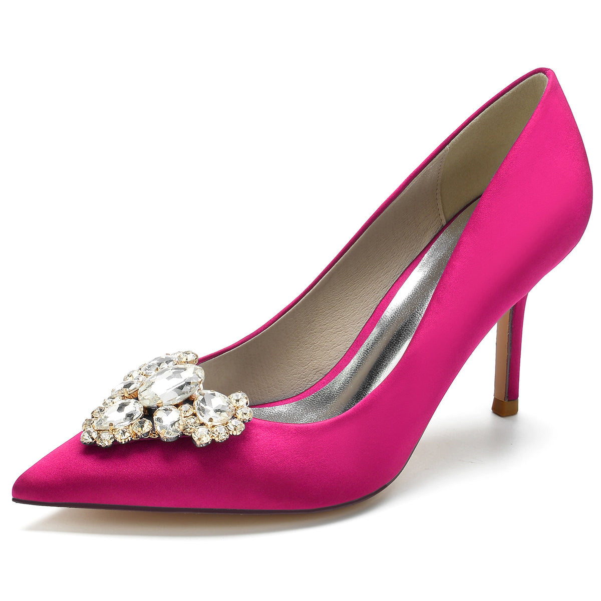 Women's Pointed Toe Stiletto Heel Heart Rhinestone Elegant Wedding Shoes