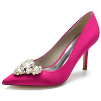Women's Pointed Toe Stiletto Heel Heart Rhinestone Elegant Wedding Shoes
