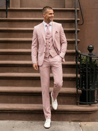 Men's Tailored Fit 3 Pieces Single Breasted Two-Buttons Peak Lapel Wedding Suits