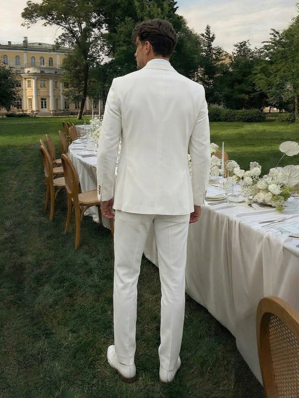 Men's Tailored Fit Single Breasted Two-Buttons Notched Lapel 3 Pieces Wedding Suits