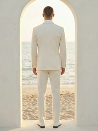 Men's 2 Pieces Slim Fit Double Breasted Six-Button Peak Lapel Wedding Suits