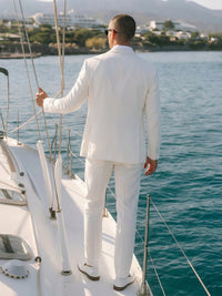 Men's 2 Pieces Tailored Fit Single Breasted One Button Casual Shawl Lapel Wedding Suits