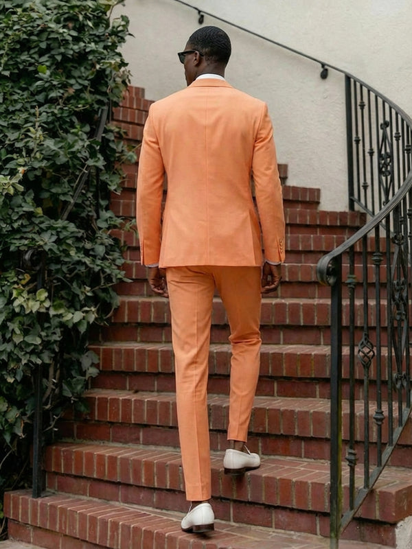 Men's Solid Colored 2 Pieces Single Breasted One Button Peak Lapel Wedding Suits