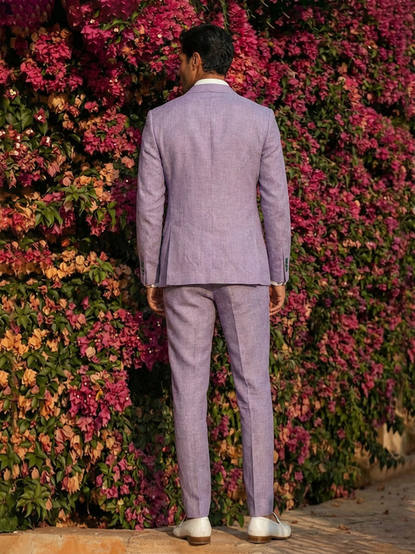 Men's Linen 2 Pieces Notched Lapel Single Breasted Two-Buttons Wedding Suits