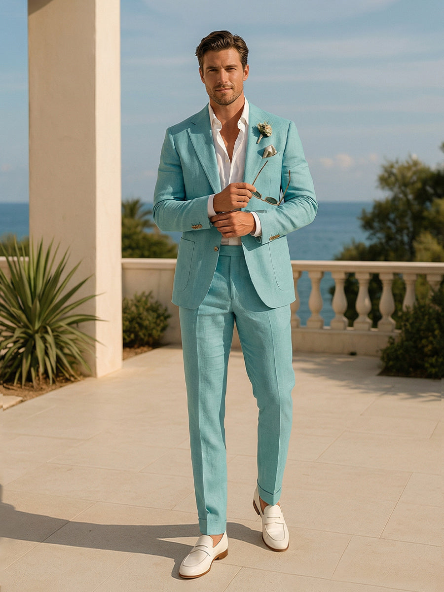 Men's Casual 2 Pieces Notched Lapel Single Breasted Two-Buttons Wedding Suits