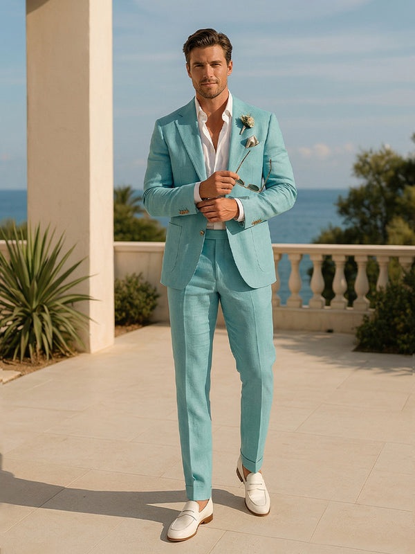 Men's Casual 2 Pieces Notched Lapel Single Breasted Two-Buttons Wedding Suits