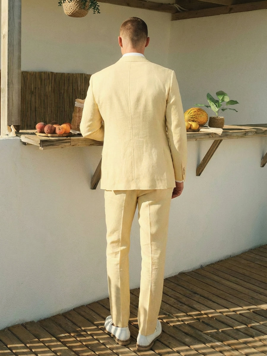 Men's 2 Pieces Peak Lapel Single Breasted One Button Prom Wedding Suits