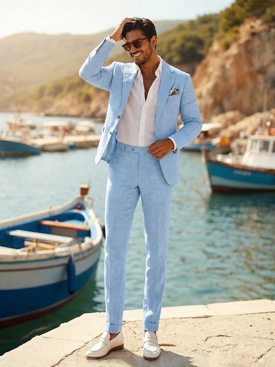 Men's 2 Pieces Notched Lapel Single Breasted Two-Buttons Casual Wedding Suits