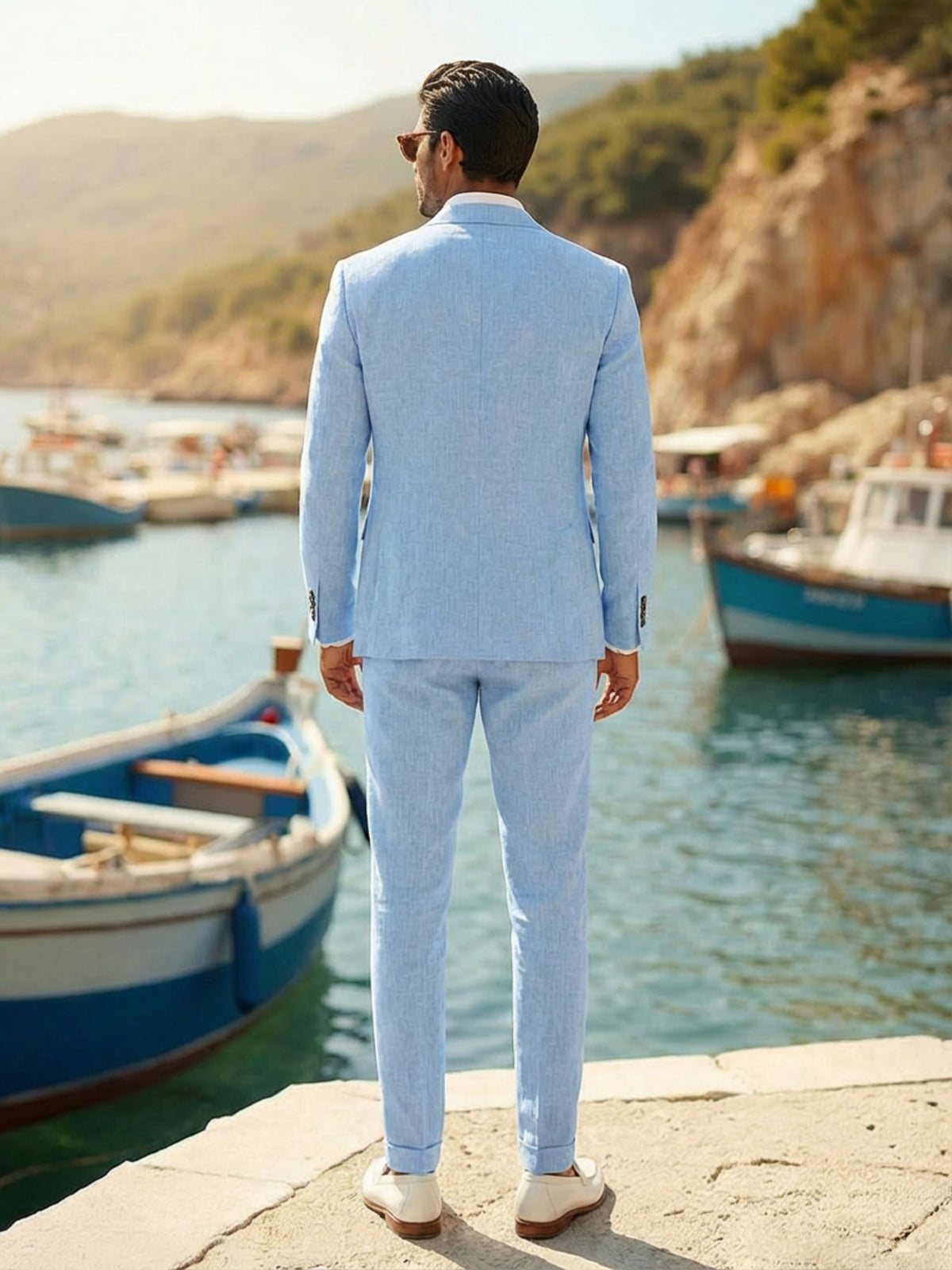 Men's 2 Pieces Notched Lapel Single Breasted Two-Buttons Casual Wedding Suits