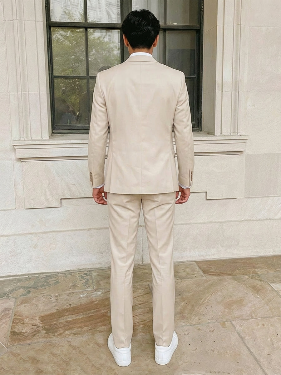 Men's 3 Pieces Tailored Fit Single Breasted Two-Buttons Notched Lapel Prom Party Suits