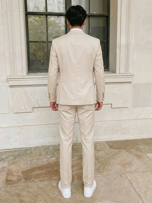 Men's 3 Pieces Tailored Fit Single Breasted Two-Buttons Notched Lapel Prom Party Suits