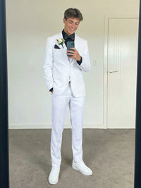 Men's Chic 3 Pieces Single Breasted Two-Buttons Notched Lapel Prom Wedding Suits