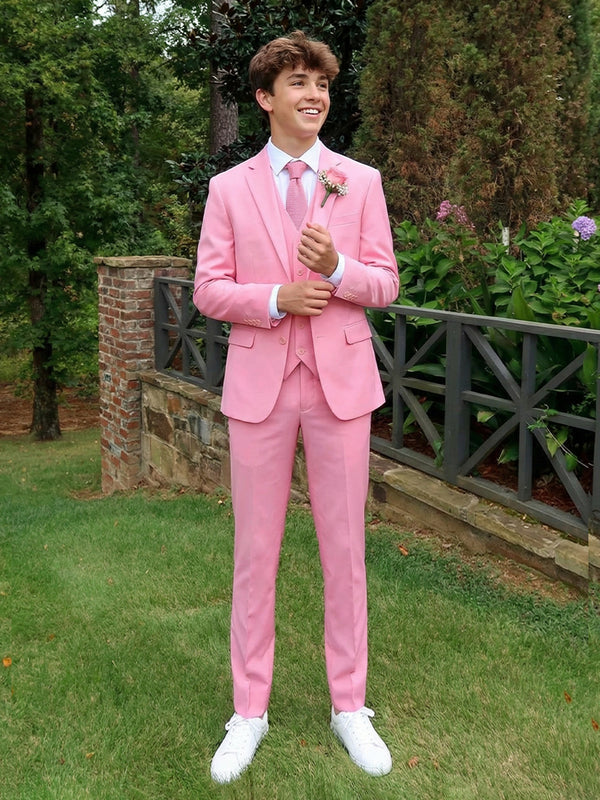 Men's 3 Pieces Solid Colored Single Breasted Two-Buttons Notched Lapel Prom Wedding Suits