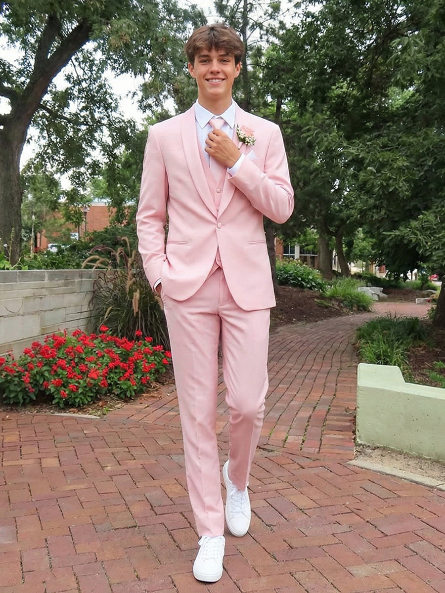 Men's 3 Pieces Tailored Fit Single Breasted One-Button Shawl Lapel Party Prom Suits