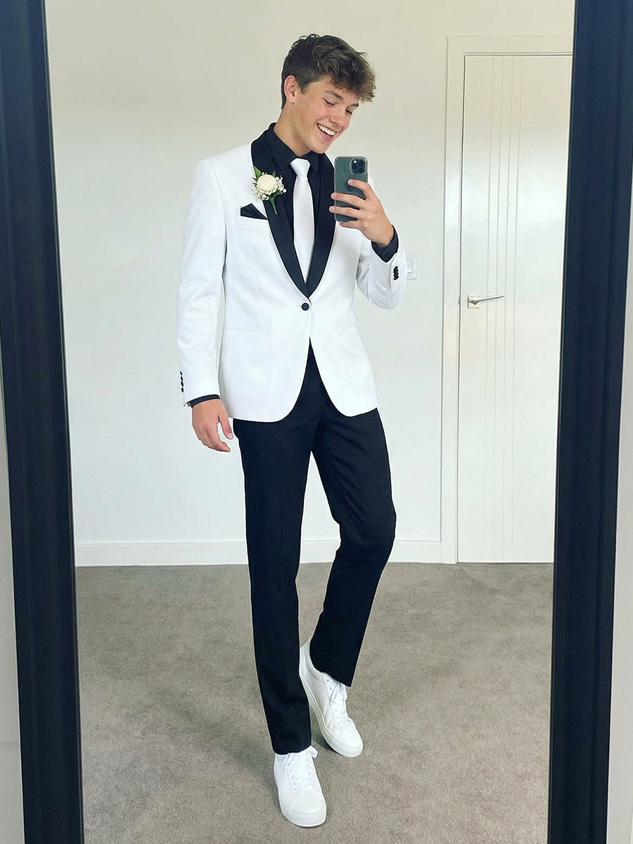 Men's 2 Pieces Tailored Fit Single Breasted One Button Shawl Lapel Prom Wedding Suits