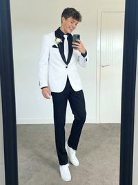 Men's 2 Pieces Tailored Fit Single Breasted One Button Shawl Lapel Prom Wedding Suits