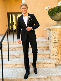 Men's 2 Pieces Stand Fit Single Breasted One Button Shawl Lapel Prom Party Suits