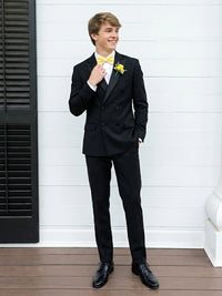 Men's Black Slim Fit 2 Pieces Double Breasted Six-Buttons Peak Lapel Wedding Prom Suits