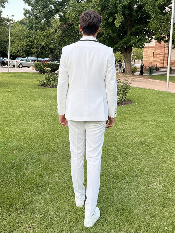 Men's Tailored Fit Floral 2 Pieces Single Breasted One Button Notched Lapel Wedding Prom Suits